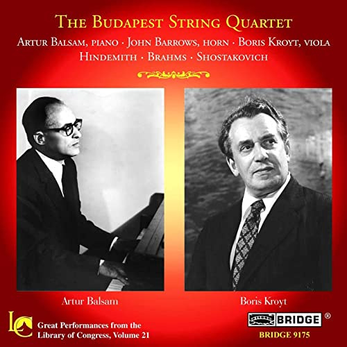 Library Of Congress Vol.21; Budapest String Quartet (Shostakovich, Brahms, Hindemith)