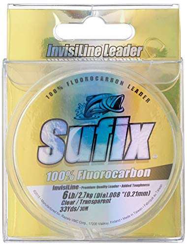Sufix Invisiline - Lenza da pesca in fluorocarbon Leader Wheel, 3,6 kg, 30,6 m, trasparente