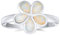 Weiß Erstellt Opal Hawaiianischen Plumeria Flower Ring Für Frauen Für Jugendliche .925 Sterling Silber Oktober Birthstone