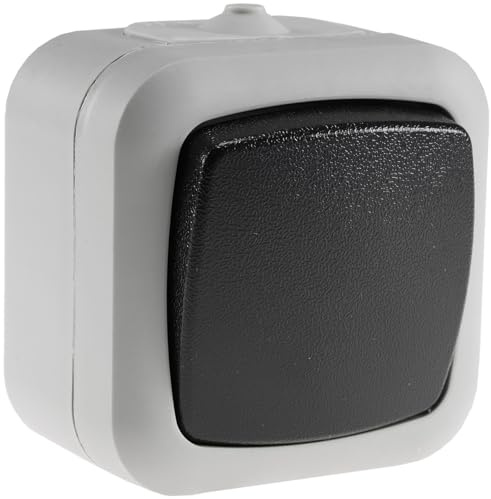 ChiliTec Feuchtraum Wechselschalter IP44 250V 10A Aufputz Grau | Ausschalter, Für Innen und Außen, Keller und Garage geeignet, Anthrazit