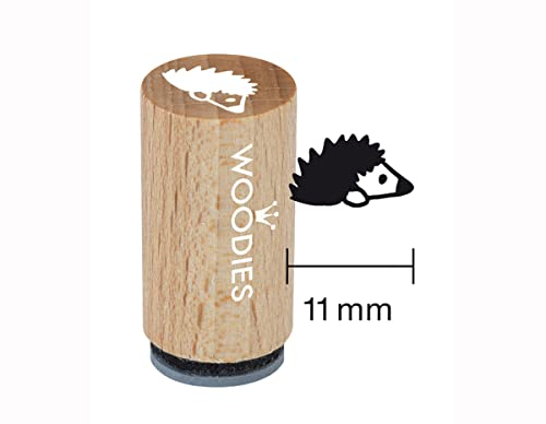 Woodies Mini Stempel Igel, Holz, 1,5 x 1,5 x 3 cm