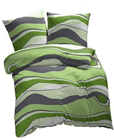 ETÉREA Microfaser Bettwäsche 155x220cm + 80x80cm - Ganzjahresbettwäsche Bettbezug New Alto - Bettwäsche Set mit Kissen 155x220cm Bettbezug + 80x80cm Kissenbezug Microfaser - Made in Green - Grün