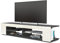 Vladon Lowboard Movie, TV-Kommode mit 4 offenen Fächern und Zierleisten, Schwarz matt/Creme Hochglanz (134 x 29 x 39 cm)