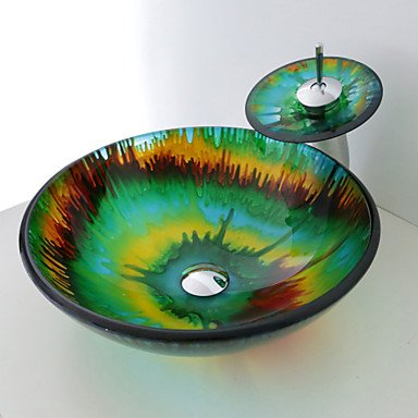 Juego de lavabo de cristal templado para el cuarto de baño con diseño de periódicos
