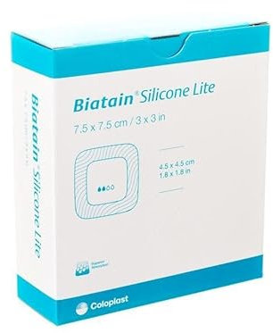 Biatain Silicone Lite Square Foam Dressing, 7.5 x 7.5 cm