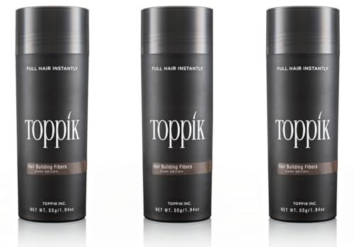 3 x TOPPIK 55 g. Haarverdichter Streuhaar Haarverdichtung Schütthaar Hair Fibers - Sparangebot!, Farbton:Dunkelbraun (Dark Brown)