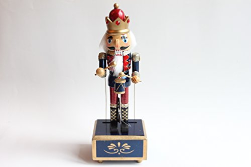 festive Wooden Nutcracker Musical Box 30cm (Blue)
