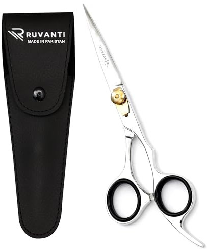 RUVANTI Professional Hair Cutting Scissors - Barber Hair Scissor 6.5 Japanese Super Cobalt Stainless Steel Hair Shear - Hairdresser/Barber Shears for Kids, Men, Women with Golden Adjustment Screw