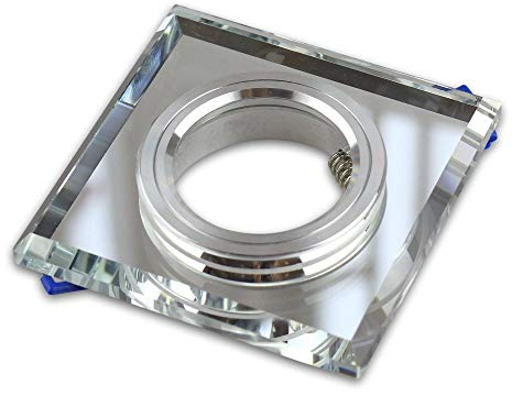 Einbaustrahler Rahmen klar - eckig aus Glas - Einbaurahmen für GU10 MR16 Leuchtmittel - Ø60-70mm Bohrloch Einbau-Spot Strahler Einbauleuchte