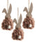 Logbuch-Verlag 3 Osteranhänger Holzhasen Anhänger Osterhase Holz Hasen Ostern 13 cm Filz Holzanhänger zum Aufhängen braun