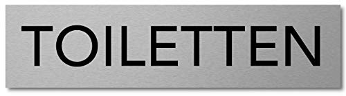 Interluxe Türschild Toiletten Schild aus Aluminium, 200x50x3mm, robust selbstklebend und wiederablösbar, modern für WC, Wegweiser für Firma, Hotel, Restaurant, Gaststätte