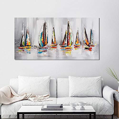 wydlb Mignon Mur Art Toile Peinture voilier Image Affiche Imprimer voilier Peinture décoration de la Maison sans Cadre 50x100 cm