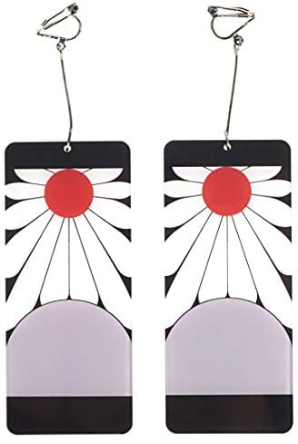 Zwei Hanafuda Ohrringe von Tanjiro Kamado mit Ohrclip für D. Slayer Fans