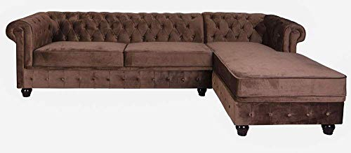 Ecksofa Samt Chocolate Wohnlandschaft Couchgarnitur Chesterfield Wohnzimmercouch fha062 Palazzo Exklusiv