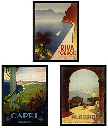 Nacnic Poster Jahrgang. Poster, die Welt der Werbung. Drei Vintage italienische Blätter. A3 Größe