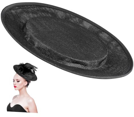 Sinamay Runde Basis Fascinator Hut Damen Kopfbedeckung DIY Handwerk Zubehör Für Elegante Frisuren Und Modische Dekoration (Schwarz)