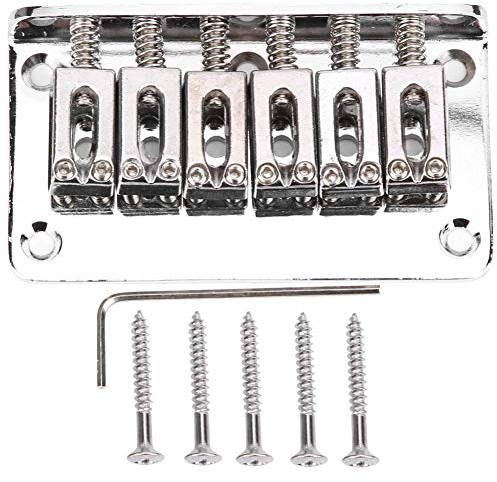 RiToEasysports 6-saitige Feste Brücke E-Gitarre Hardtail Sattelbrücke Ersatzteile mit Schraubenschlüssel 78mm(Silber) Rocktile E Gitarre Bridge