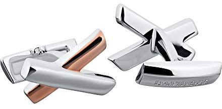 DAVIDOFF ESSENTIALS Manschettenknöpfe Silber/Roségold – exklusive beschichtete Messing Manschettenknöpfe – stilvolle Herren Accessoires in attraktiver Hyphen-Form
