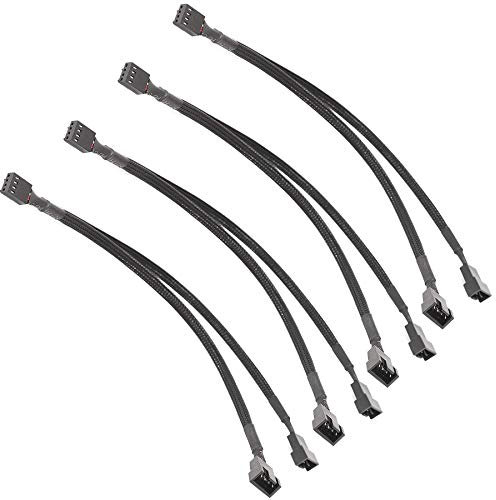 4Pcs 4PIN PC Fan Splitter Extension Cable,1 to 2 PWM Fan Y Splitter for 3 Pin & 4 Pin PC Cooling Fans