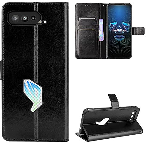 Asus Rog Phone 5 Hülle [Brieftasche] [Klammerfunktion] [Kartenfächer] [Magnetic Flip Cover] Kompatibel mit Asus Rog Phone 5 Smartphone(Schwarz)