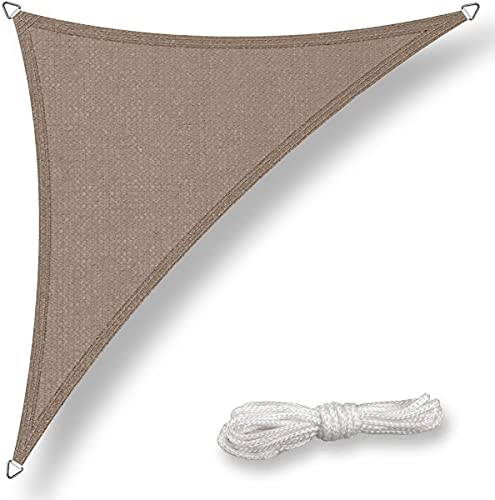 Sonnensegel dreieckig 3x3x3m inkl. Befestigungsseile - Sonnenschutz atmungsaktiv mit Edelstahl Ösen für Garten, Terrasse, Balkon, Taupe