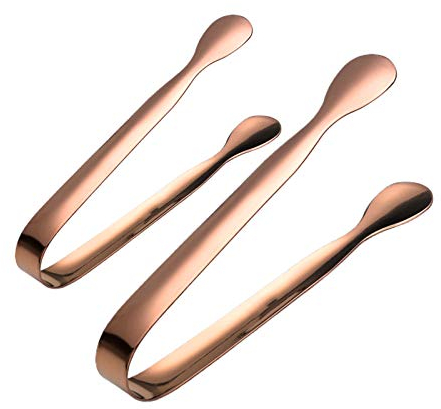Sugar Tongs, 2pcs U-Shaped Ice Tongs Stainless Steel Candy Tongs Mini Serving Tongs Appetizers Tongs Small Kitchen Tongs for Wedding Birthday Party Kitchen Bar Cafe Rose Gold