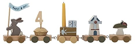 Bloomingville Geburtstagszug Alfi mit dekorativen Figuren und kindlichem Design für den Geburtstagstisch, 39 cm lang