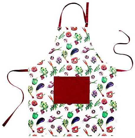 Lashuma Gemüse Küchenschürze bunt, Latzschürze Damen u. Herren, Servierschürze 80x65 cm