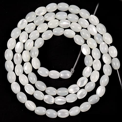 Perles de coquille de nacre blanche de nacre Ovale Seashell perles d'entretoise perles collier bracelet accessoire for bijoux Artisanat fait à la main (Color : White, Item Diameter : 3x5mm 81pcs)