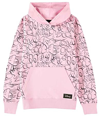 Disney Mädchen Minnie Mouse-Girls AOP Hoodie (Kangaroo Pocket) Sweatshirt mit Kapuze