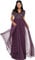 Maya Deluxe Abendkleid mit Pailletten Cocktailkleid Damen mit V-Ausschnitt Tüllkleid Beere Größe 46