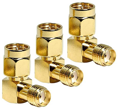 Greluma 3 STK SMA 90 Grad Adapter, FPV Antennenadapter, Rechtwinkliger SMA Stecker auf SMA Buchse für WLAN Antennen-FPV-Drohnenrouter-Verlängerungskabel