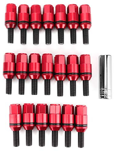 OUKENS Radbolzen, 20 Stück Auto M12x1,5 mm Radbolzen, 7075-T6 Aluminium, passend für 1er E81 E82 E87 E88(rot)