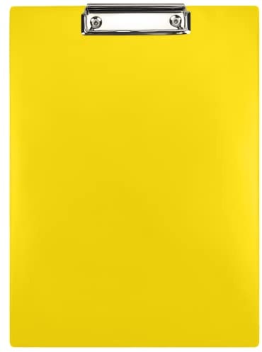 Netuno 1 Stück Klemmbrett A4 Gelb mit Metallclip Schreibplatte aus Hartkunststoff Dokumentenhalter Schreibunterlage Clipboard Mappe mit Bügelklemme