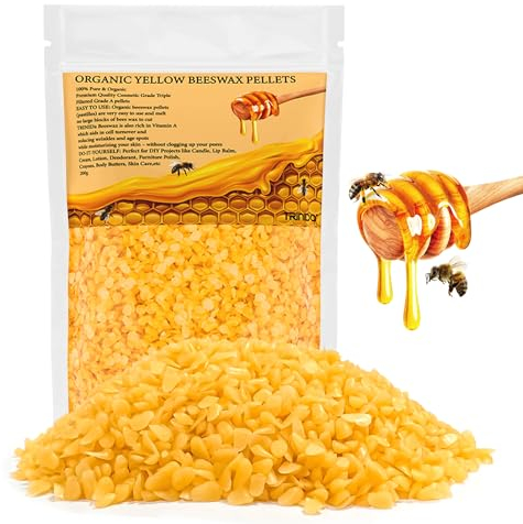 TRINIDa Beeswax Pellets 200g, Yellow Bees Wax for DIY Candles, Beeswax for Candle Making, Skin, Body, Face, and Hair Care, Lotions, DIY Creams, Lip Balm and Soap Making Supplies
