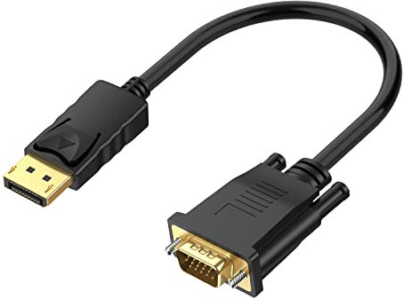 Short DisplayPort to VGA Cable 1.5 Feet, Computer DP Display Port to VGA Monitor/Projector Adapter Cord Male to Male HD Video 1080P for Computer, Monitor, TV, Projector