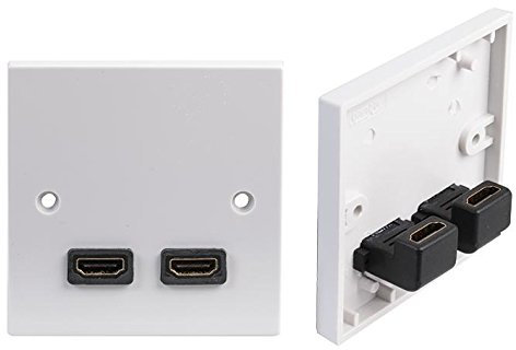 PRO SIGNAL 1 Gang HDMI Wall Plate – Dual HDMI Socket Faceplate (Horizontal) – 1.4 Compliant, White – PELR0095