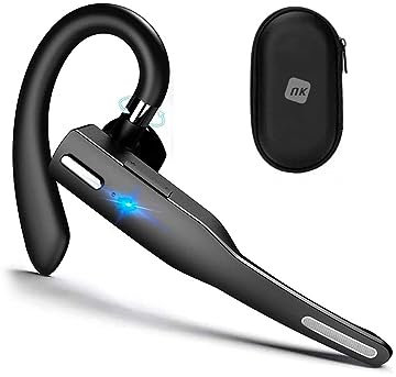 NK Auricular Inalámbrico Manos Libres Bluetooth V5.1 con Micrófono y Cancelación de Ruido, Conexión de Dos Dispositivos para iPhone, Android y PC - Incluye Estuche