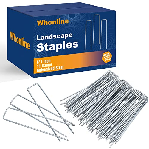 Whonline 560 Stück Landschaftsklammern, 15,2 cm, 11 Gauge, strapazierfähig, verzinkt, Gartenpfähle, Tropfbewässerungspfähle zur Sicherung von Bewässerungsrohren, Gewebe, Unkrautbarriere, Bodenplanen