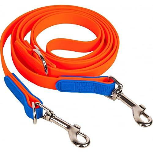 Farm-Land Führleine für Hunde, Signalorange/Blau, 2 m Länge, 1,5 cm Breite