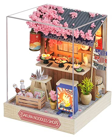 Miniature Store Casa delle bambole con copertura antipolvere, mobili in legno, kit fai da te per casa delle bambole con luce LED, regalo di compleanno per adolescenti e bambini (negozio giapponese)