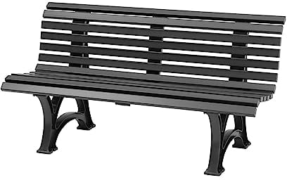 PROREGAL Gartenbank Jamaika | 3-Sitzer | Graphitgrau | HxBxT 80x150x64cm | Witterungs- & UV-beständiger Kunststoff | Parkbank Sitzbank Außenbereich Garten Balkon Terrasse
