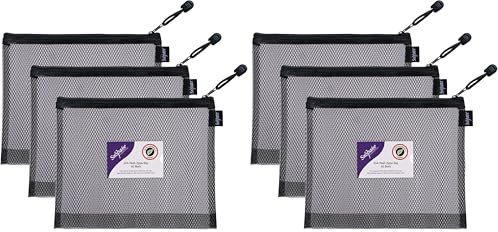 Snopake A5 High Capacity Black EVA Mesh Zippa-Bag [Pack of 6] 255 x 205mm – Heavy Duty Bag with Hanging Loop and Business Card Holder [15880]