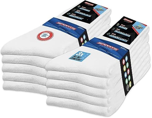 SOXCO 10 Paia Calzini Uomo Sportivi Spugna Running Trekking, Confezione da 10 (EU 43-46, Bianco)