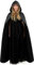Aomig Black Hooded Cape Halloween Adult Long Cloak Hooded Cape Witch Cosplay Accessories Mysterious Cosplay Wizard Fairytale Fancy Dress Costume Halloween Masquerade Party (150cm/59in)