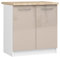 AKORD | Küchenschrank mit Arbeitsplatte - Oliwia S80 | Küchenunterschrank mit 2 Türen und 2 Einlegeböden | Unterschrank Küche 80 cm Breit | ABS-Kante 18 mm | 46 x 80 x 85 cm | Weiß | Cappuccino Glanz