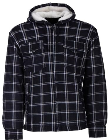 Henry Terre Holzfällerjacke Herren Hemdjacke Kapuze Arbeitsjacke Hemd Flanell Thermojacke Jacke Kariert Gefüttert M-3XL, Farbe:navy, Größe:3XL