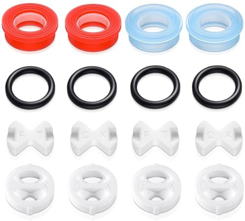 16 Pcs Faucet Fittings Replacement Ceramic Disc Silicon Washer Insert Turn Reversed Sealed 1/2 Inch Ceramic Tap Washers for Valve Tap Leaking Tap Reparing