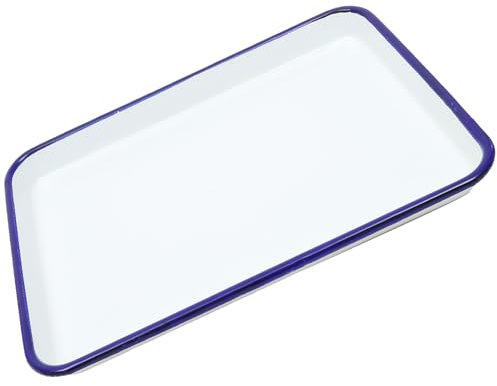 TOPBATHY Vintage Enamel Bake Pan, White 27x19cm, Heat-Resistant, Easy to Clean, Multi-Use Roasting Tray for Oven, Microwave, and Storage, Ideal for Family Use