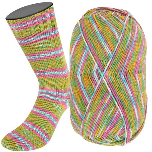 LANA GROSSA Meilenweit Cotone Vegano Baia| 4-fädiger Baumwoll-Sockenklassiker, waschmaschinenfest | Handstrickgarn aus 76% Baumwolle, 14% Polyamid & 10% Polyester | 100g Wolle | 420m Garn FB1516